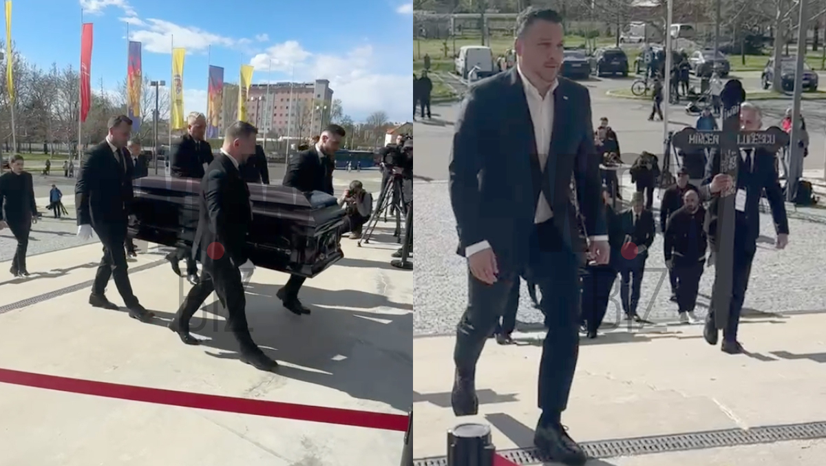 Primele imagini de la priveghiul lui Mircea Lucescu. Sicriul a ajuns la Arena Națională