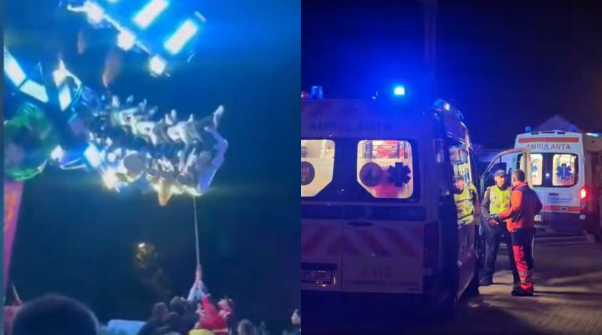Șase copii și adolescenți au ajuns la spital după ce au rămas blocați cu capul în jos, într-un carusel defect din Caransebeș