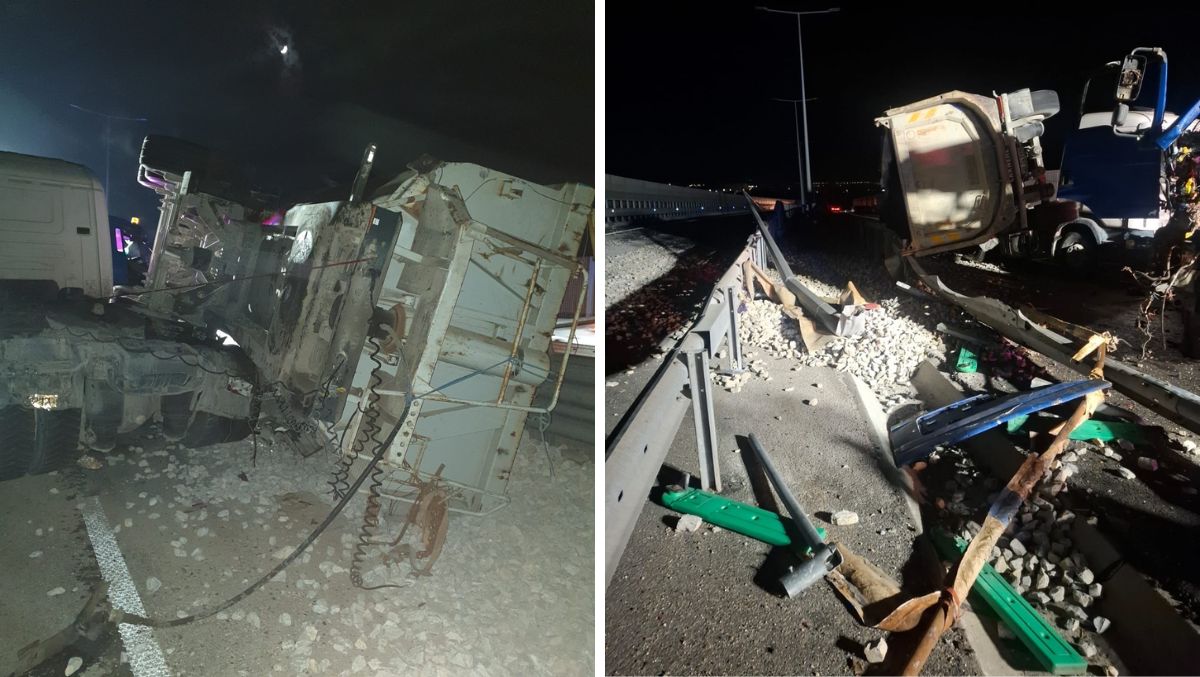 Impact devastator între două camioane și un autoturism, pe DEx 12 Craiova - Pitești! Mai multe persoane au fost rănite
