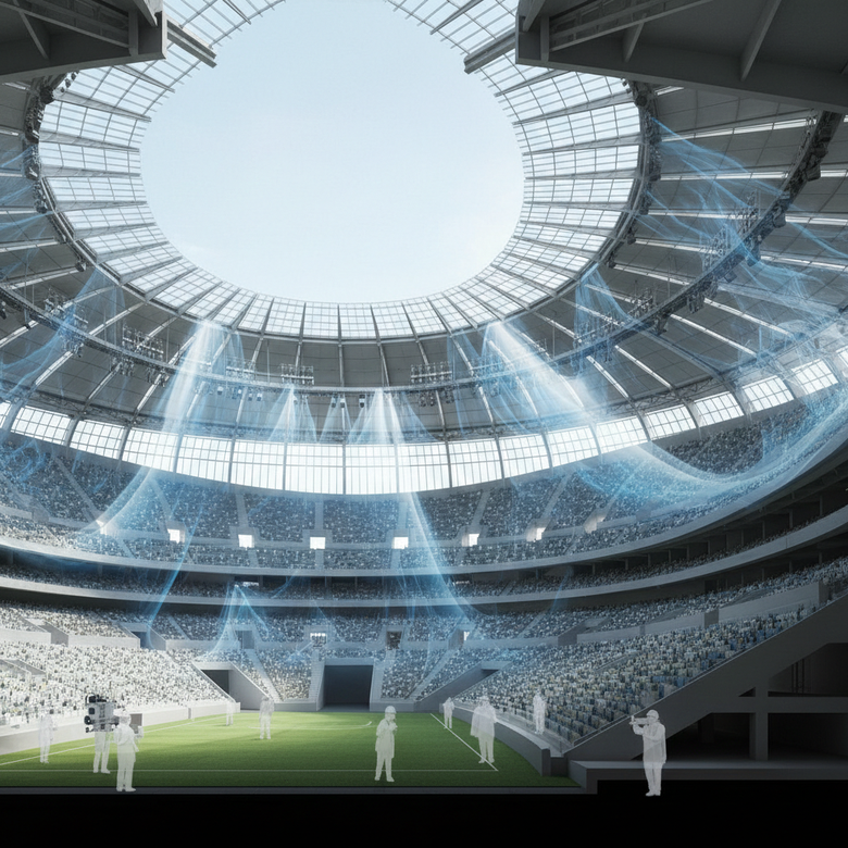 Acustică modelează modul în care arhitectura stadionului transformă sunetul mulțimii în unde puternice care definesc fiecare eveniment sportiv major.