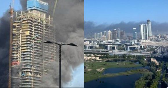 Un zg&acirc;rie-nori din Dubai a fost cuprins de foc.