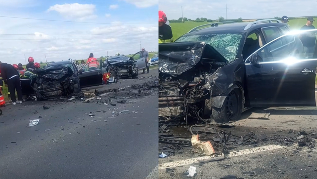 Un bărbat și-a pierdut viața după ce două mașini s-au ciocnit violent pe DN 58B, în județul Timiș
