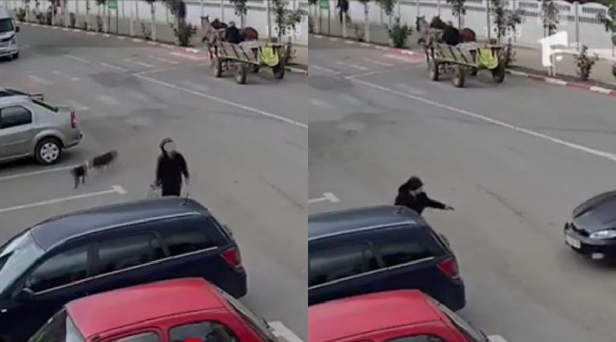 O bătrână a fost spulberată cu mașina de un șofer teribilist. Impactul violent a fost surprins de camerele de supraveghere