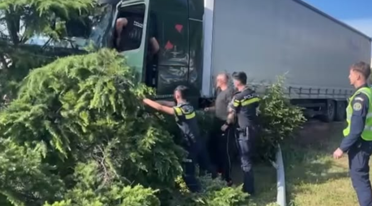 Ce spun medicii în cazul șoferului de TIR care a avariat 10 mașini în Constanța. Bărbatul a fost externat și dus la audieri