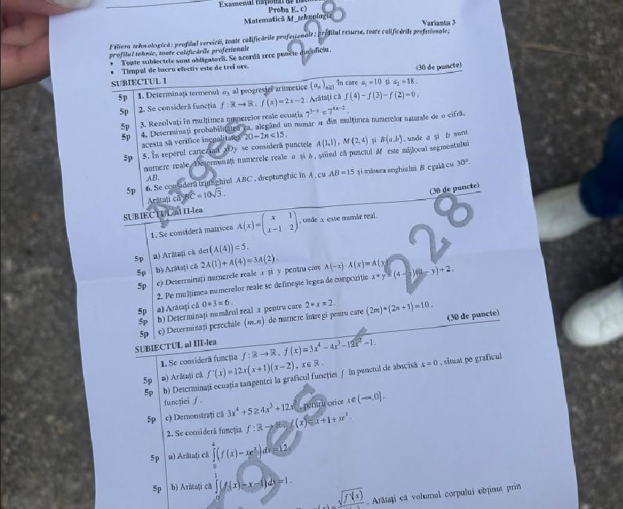 UPDATE Barem Bacalaureat 2026. Cum puteau fi rezolvate corect subiectele la Matematică