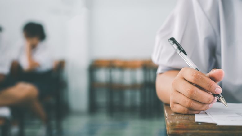 Elev care susține un examen