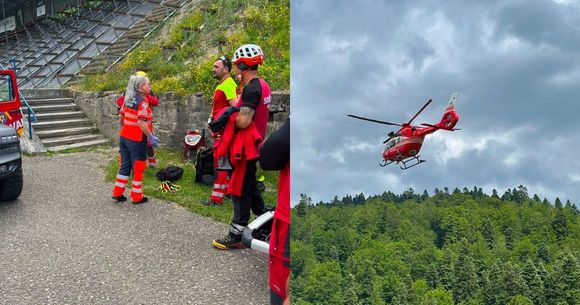 Patru alpiniști au căzut aproximativ 10 metri &icirc;n gol după ce coarda de asigurare s-a rupt. 