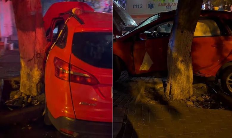 Un autoturism a intrat într-un copac în cartierul Bularga, în municipiul Iași.