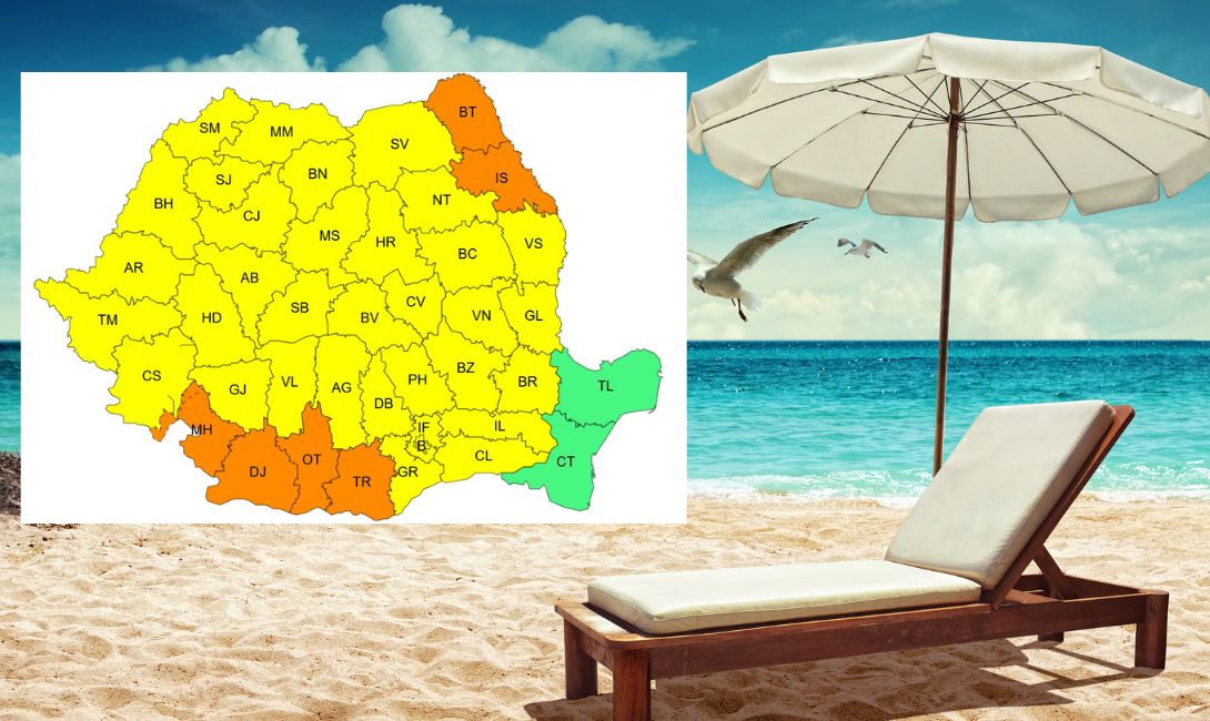 Șase județe se află sub cod portocaliu de caniculă. Meteorologii ANM anunță ploi și vijelii în sud-estul țării