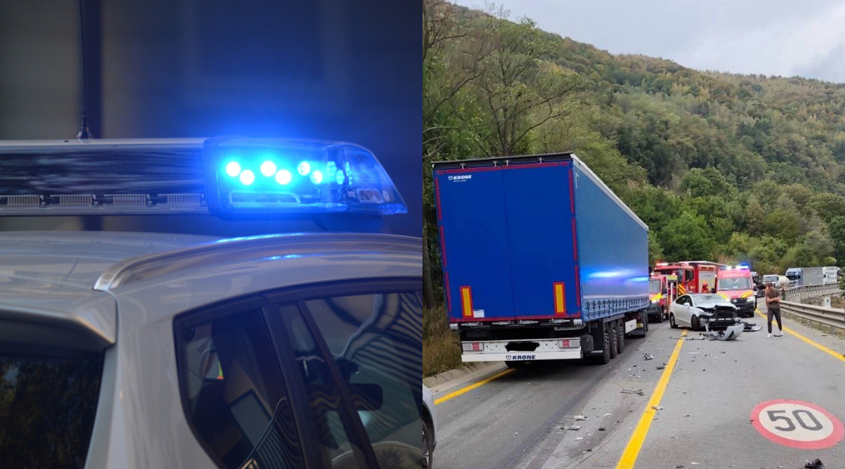 Impact violent pe DN7, în Sibiu. Traficul a fost blocat, iar un bărbat a ajuns la spital