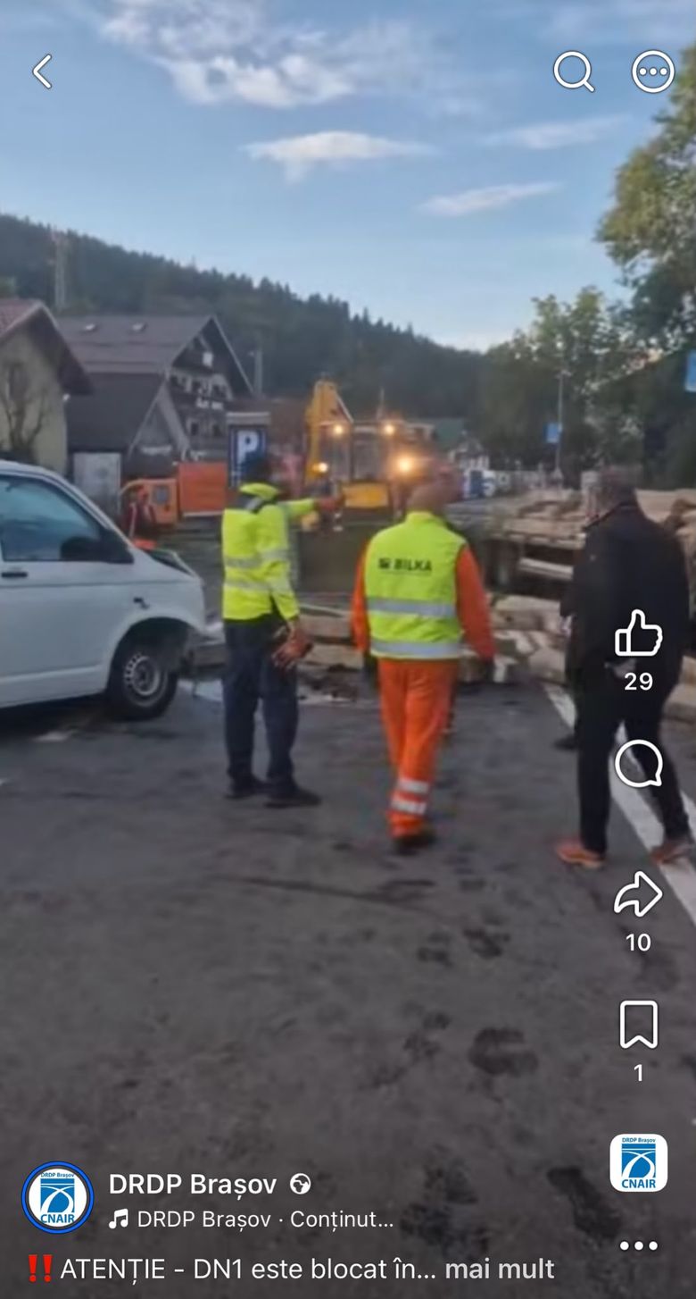DN1 este blocat în zona stațiunii Predeal.