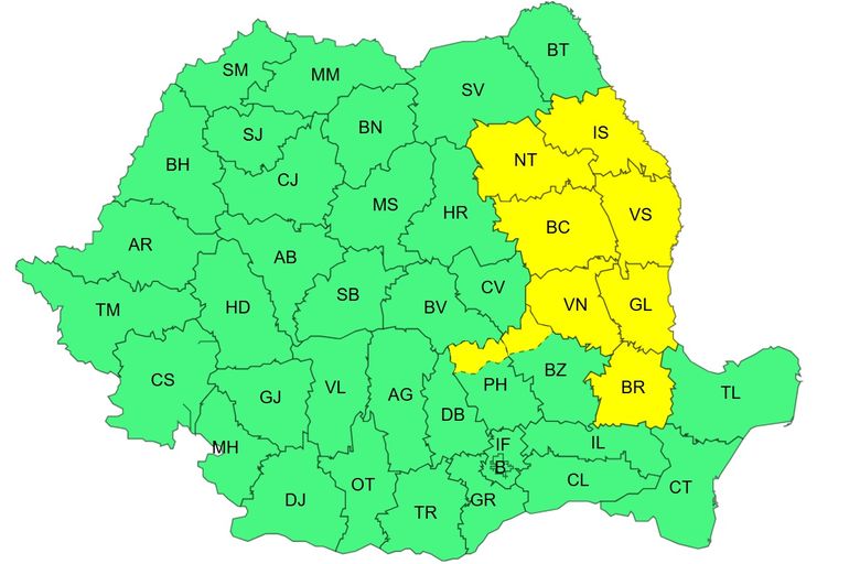 ANM a emis două avertizări Cod galben de vreme instabilă pentru data de 12 și 13 septembrie.