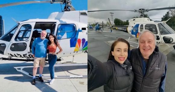 Eliana Moreno, jurnalistă și fotojurnalistă aeriană, și George Marciniw, pilot 