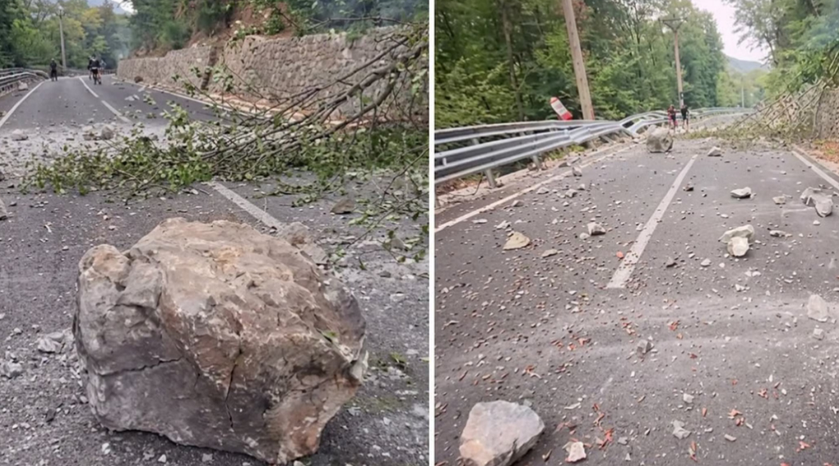 Trafic oprit pe DN 67D, între Valea Cernei și Băile Herculane. Pietre și arbori au căzut pe carosabil