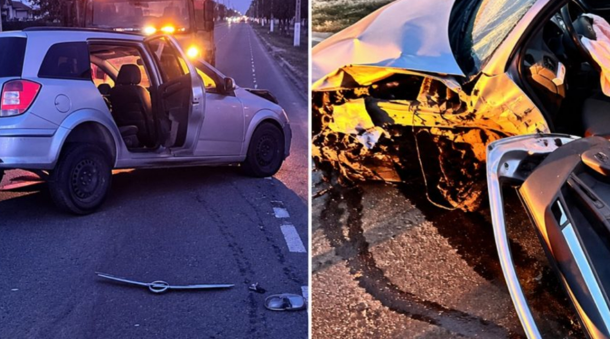 Impact violent pe DN7, spre Deva! Două mașini au fost făcute praf