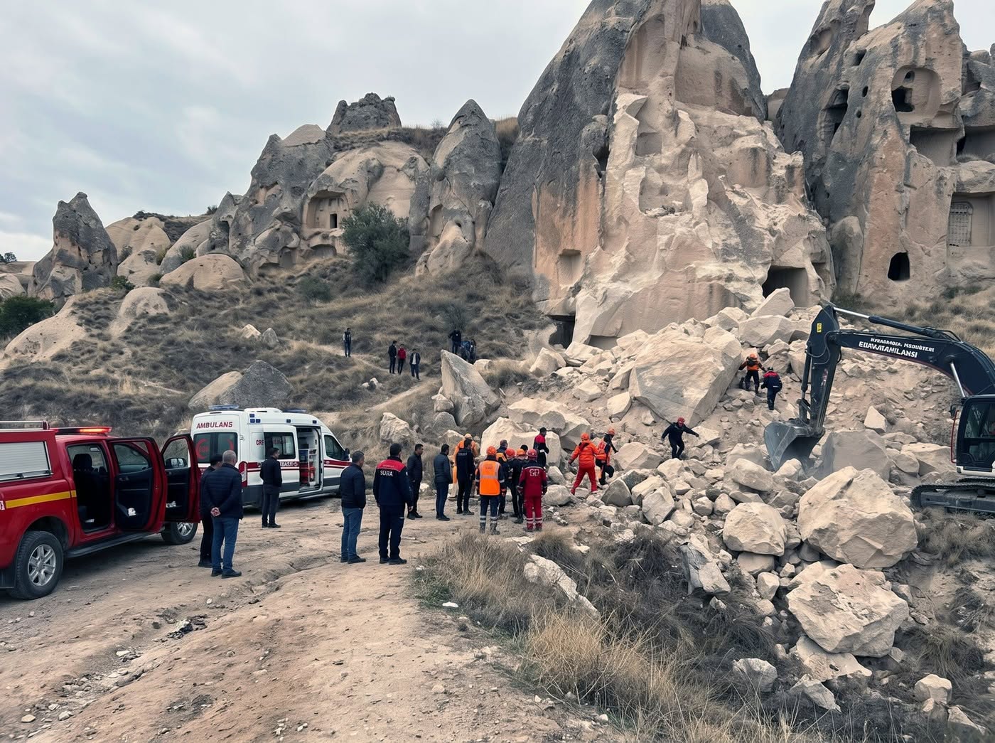 Două persoane și-au pierdut viața după ce o stâncă s-a prăbușit peste ele, în Cappadocia. O a treia se află în spital