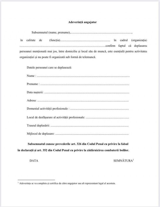 Coronavirus: model de formular pentru a putea iesi din casa - Kanal D Romania