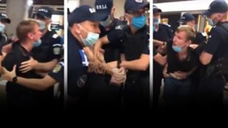 VIDEO| Reacția t&acirc;nărului &icirc;ncătușat la metrou pentru că nu purta masca pe nas