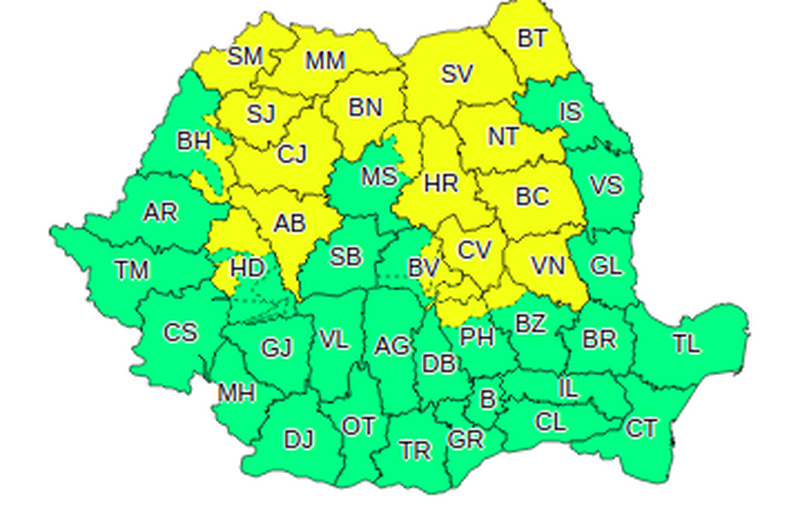 Alertă meteo: Cod Galben