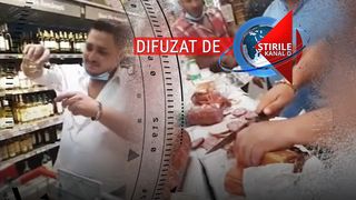 VIDEO - Chef grotesc într-un hypermarket din Capitală: 10 persoane au încins o masă câmpenească la raionul de carne