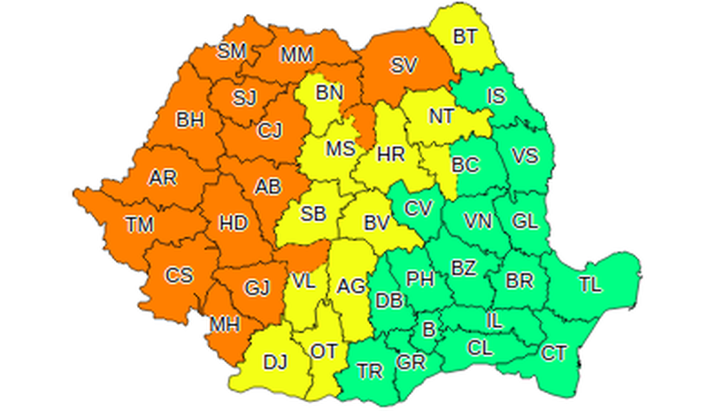Alertă meteo: Cod portocaliu de furtuni. Ce judeţe sunt afectate?
