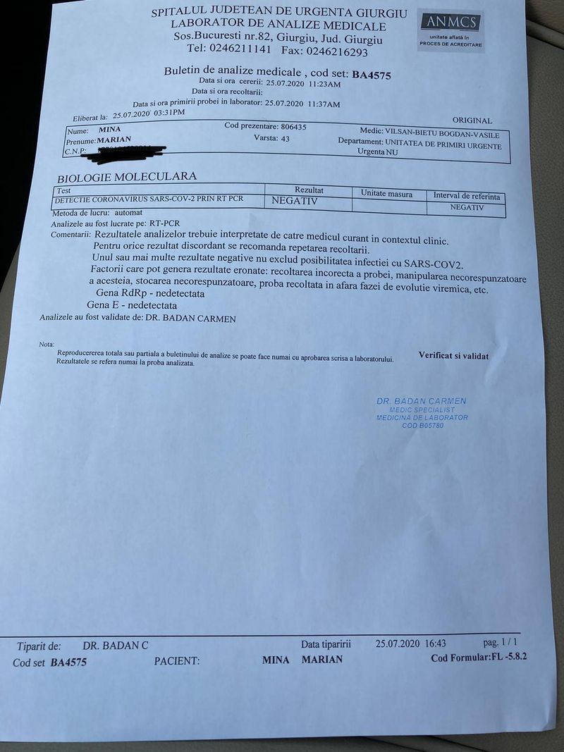 marian mina carantină