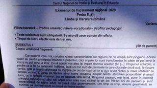 Sesiunea de toamnă, BAC 2020. Barem Limba rom&acirc;nă