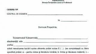 Contestaţii BAC 2020 toamnă - Model cerere format PDF