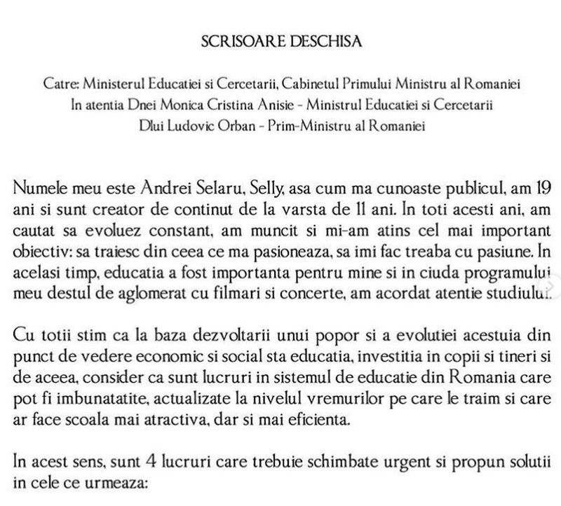 scrisoare selly către orban