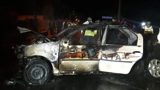 VIDEO - Accident grav de circulație. Incendiu la mașina de poliție