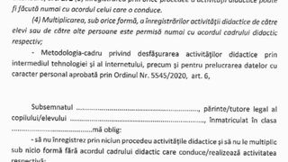 Declaraţia pe propria răspundere pe care trebuie să o completeze elevii şi părinţii