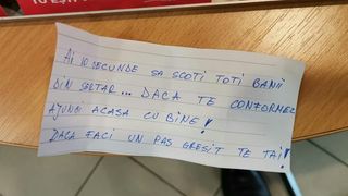 bilet amenintare jaf banca politia romana