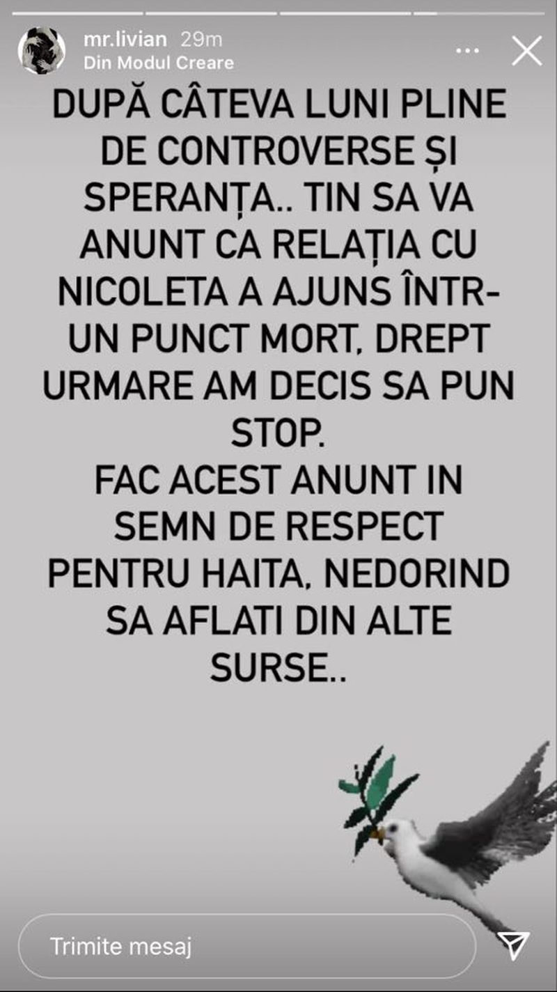 Livian de la „Puterea Dragostei” s-a despărțit de Nicoleta? Ce le-a transmis Livian fanilor săi