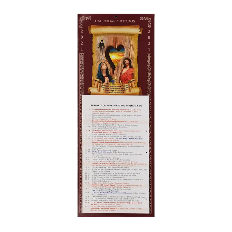 Calendar Ortodox ianuarie 2021
