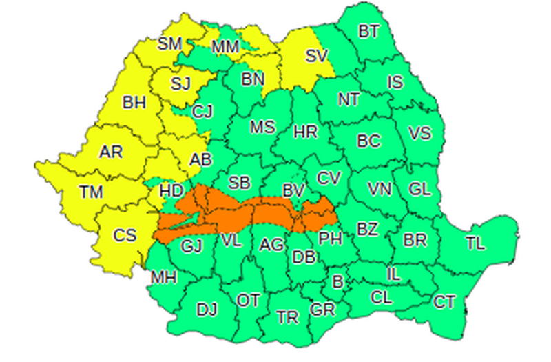 Alertă meteo: Este cod portocaliu şi galben de viscol