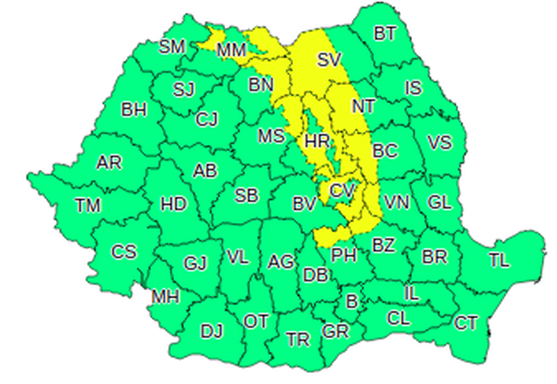 Atenţionare meteo - Cod galben