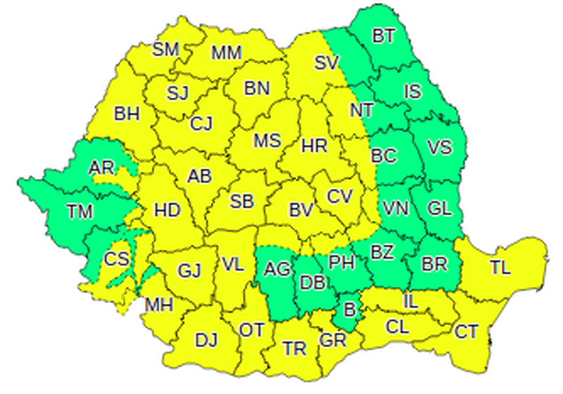 Atenţionare meteo - Cod galben