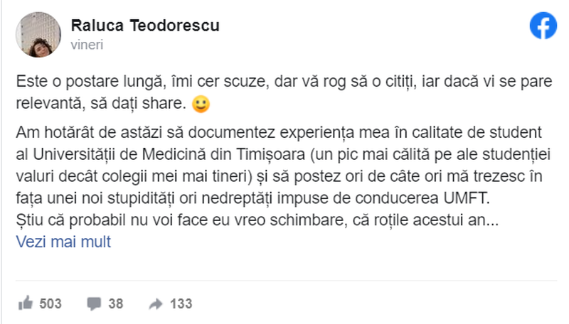 Critica dură a unei studente la Medicină: „Deja sunt prea mulţi studenţi care s-au lăsat realmente călcaţi în picioare”