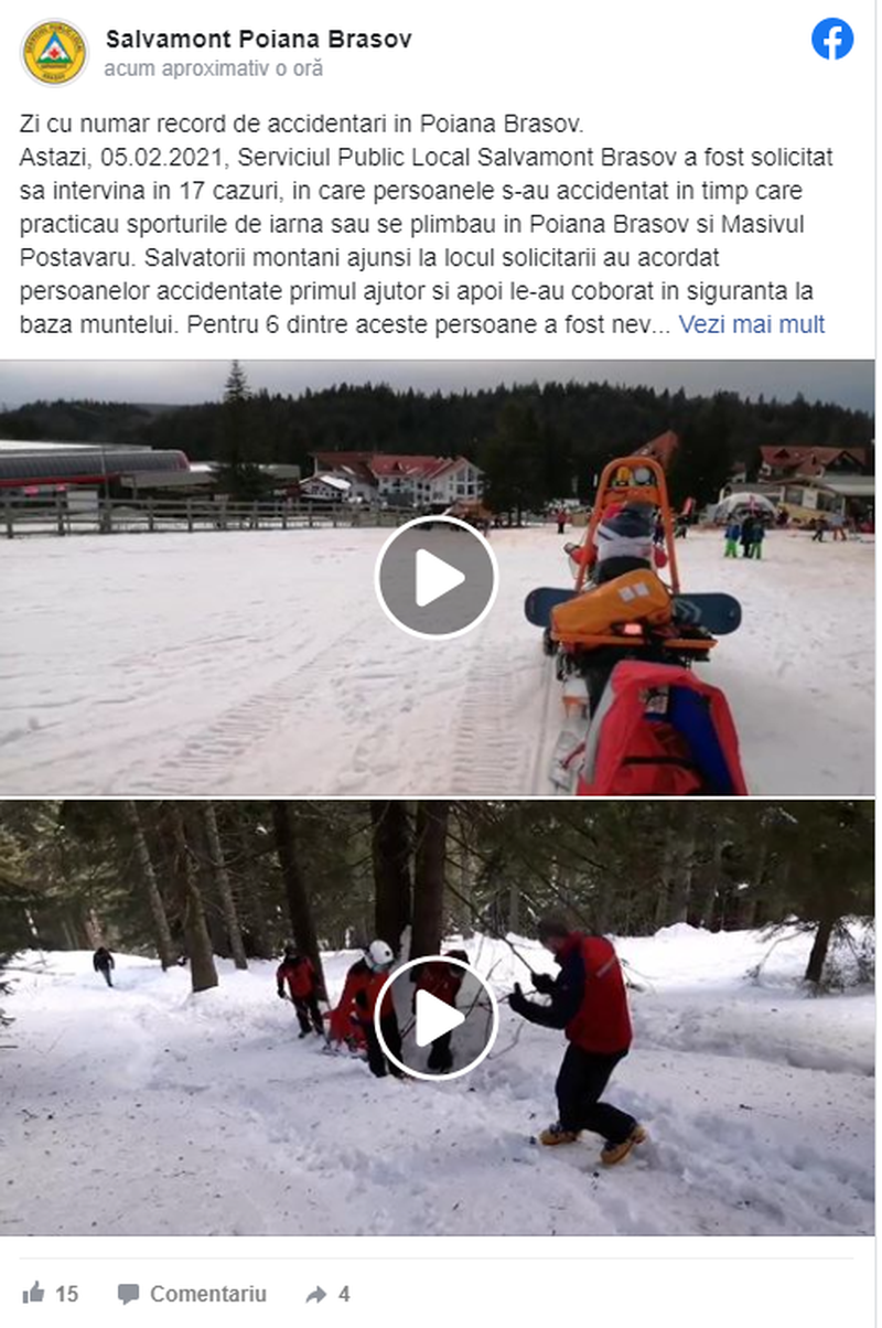 Zi cu număr record de accidentări în Poiana Braşov
