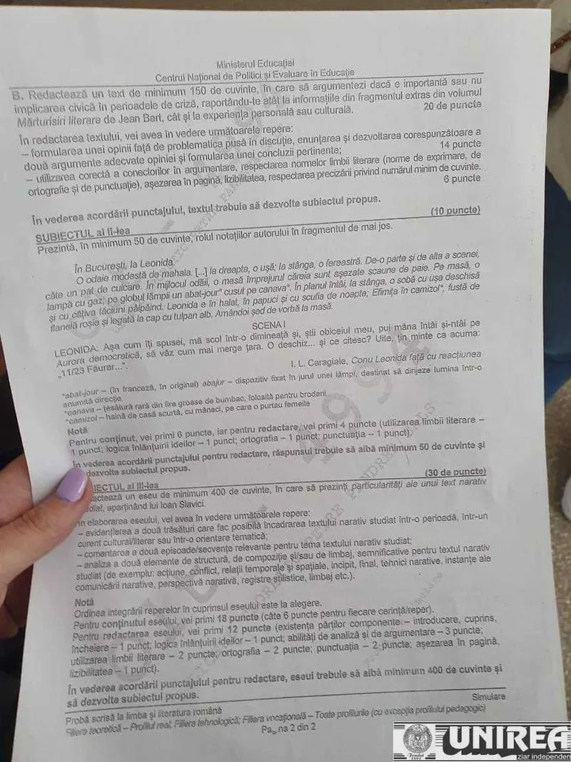 Subiecte simulare BAC 2021 Română - profil real