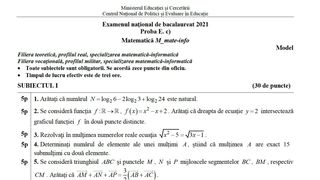 Subiecte simulare BAC 2021 Matematică pentru clasa a 11-a şi a 12-a