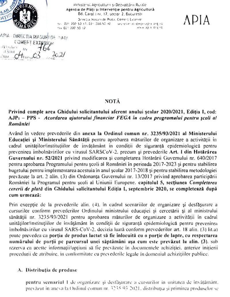 elevii sunt chemați să-și ia cornul și laptele în scenariul roșu