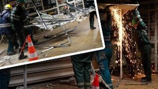 VIDEO-Magazinele din stațiile de metrou, demolate cu forța de oficiali