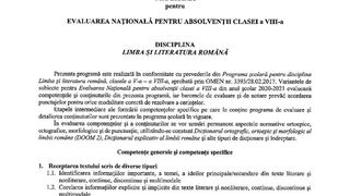 Programa pentru Evaluarea Națională 2021 la Limba și literatura rom&acirc;nă