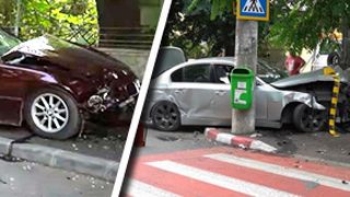 VIDEO | Un șofer inconștient cu 2 copii în mașină a făcut prăpăd pe străzile din Dâmbovița după ce a încercat să fugă de poliție