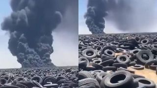 Incendiu la cel mai mare depozit de anvelope uzate din lume. Imaginile au fost văzute din satelit