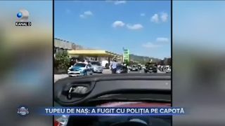 Tupeu de naș - a fugit cu Poliția pe capotă
