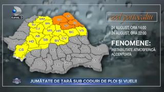 Jumătate din țară sub coduri de ploi și vijelii