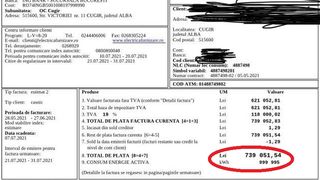 Factură uriașă de 739.000 de lei la electricitate, primită la un apartament din Cugir