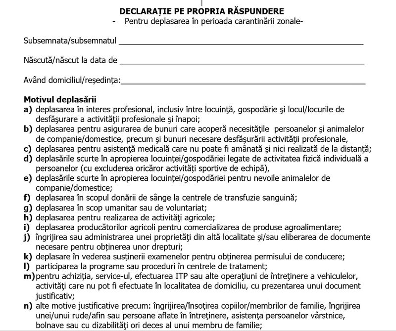 Declaraţia pe proprie răspundere pentru septembrie 2021: Cum trebuie completată?